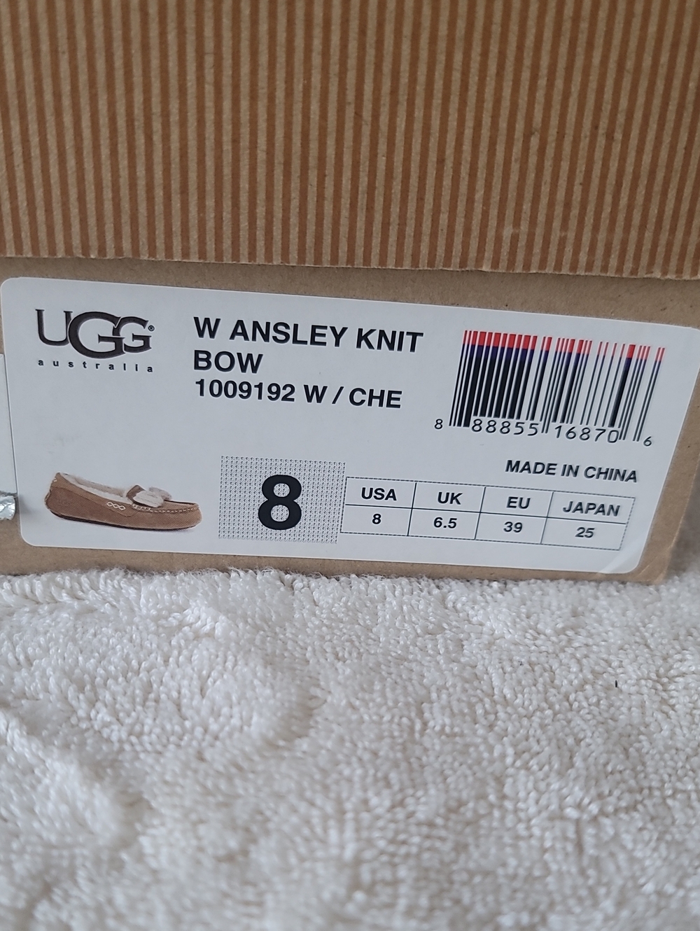 UGG W Ansley Knit Bow Slip-On - Chestnut
